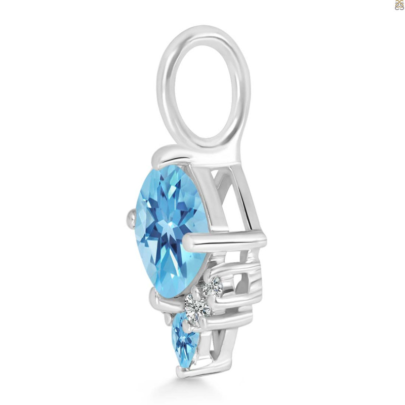 Blue Topaz & White Topaz Pendant