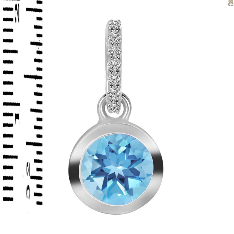 Blue Topaz & White Topaz Pendant BTZ-RDP-742-CZ-LOOP.