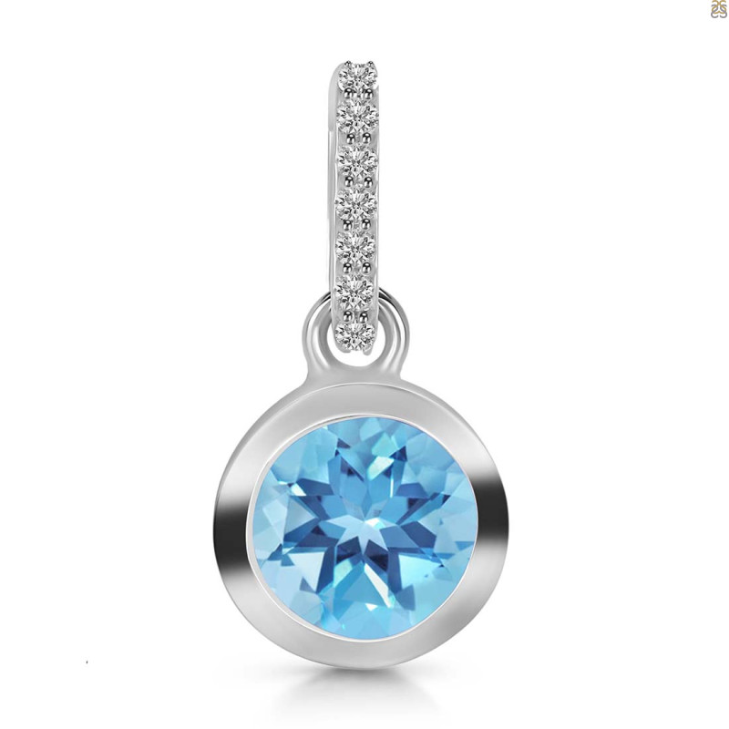 Blue Topaz & White Topaz Pendant BTZ-RDP-742-CZ-LOOP.