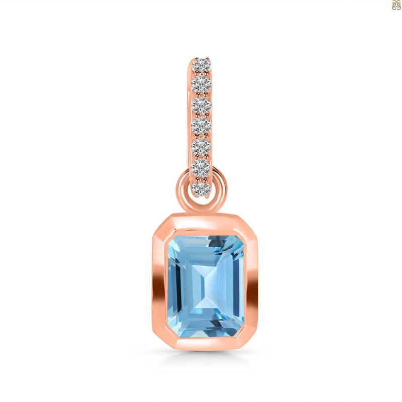 Blue Topaz & White Topaz Pendant BTZ-RDP-954-CZ-LOOP.