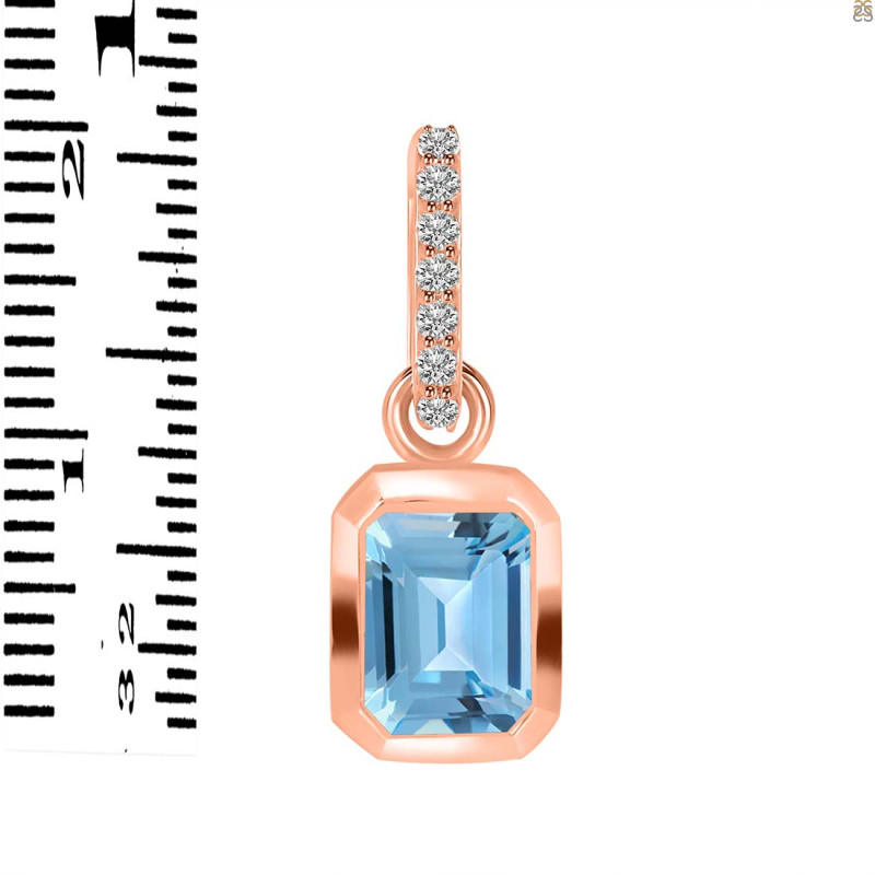 Blue Topaz & White Topaz Pendant BTZ-RDP-954-CZ-LOOP.