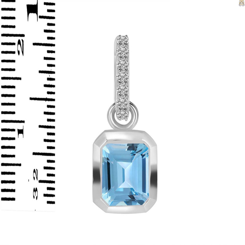Blue Topaz & White Topaz Pendant BTZ-RDP-954-CZ-LOOP.