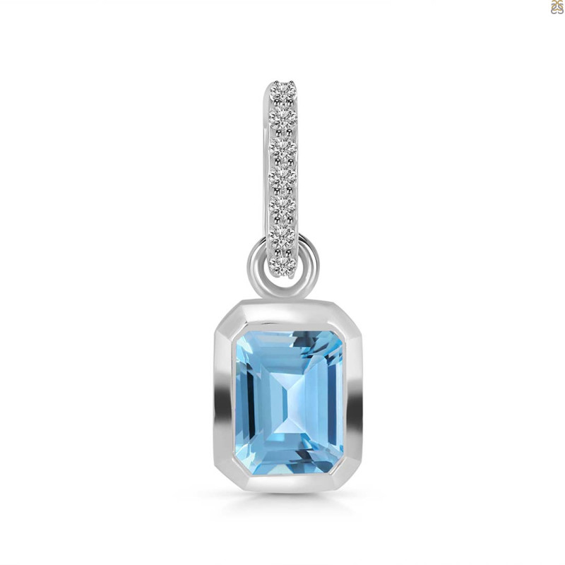 Blue Topaz & White Topaz Pendant BTZ-RDP-954-CZ-LOOP.