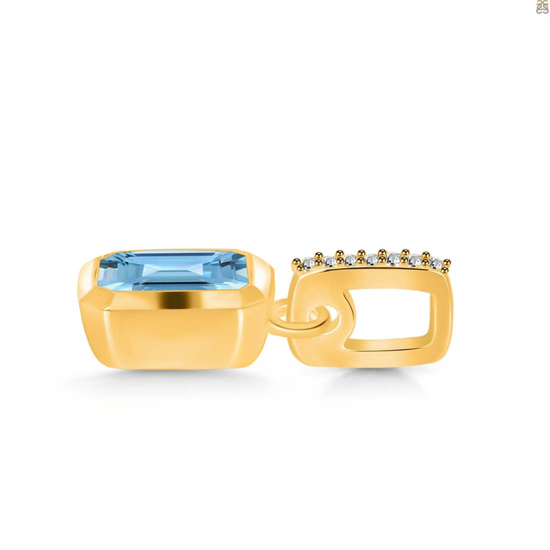 Blue Topaz & White Topaz Pendant BTZ-RDP-954-CZ-LOOP.