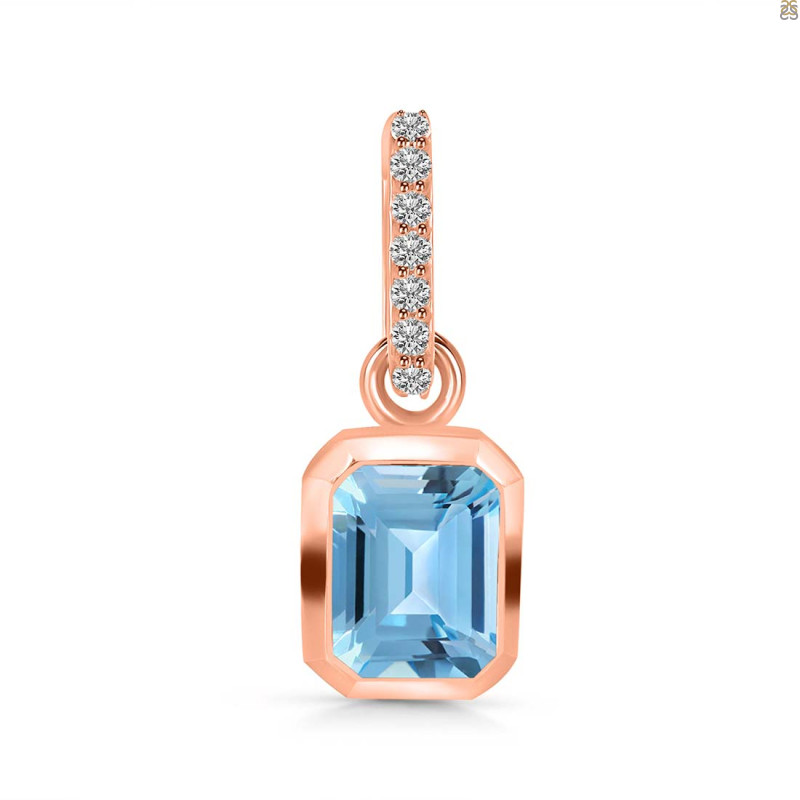Blue Topaz & White Topaz Pendant BTZ-RDP-955-CZ-LOOP.
