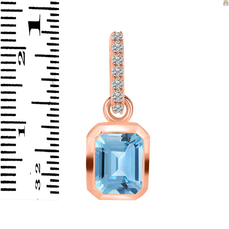 Blue Topaz & White Topaz Pendant BTZ-RDP-955-CZ-LOOP.
