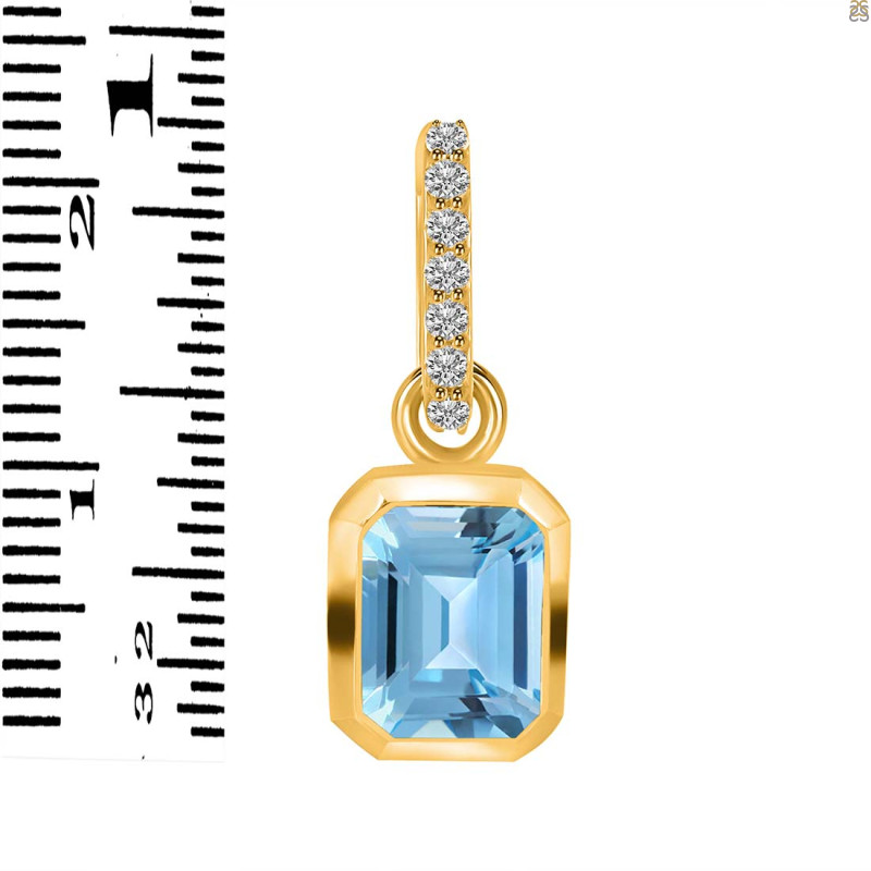 Blue Topaz & White Topaz Pendant BTZ-RDP-955-CZ-LOOP.