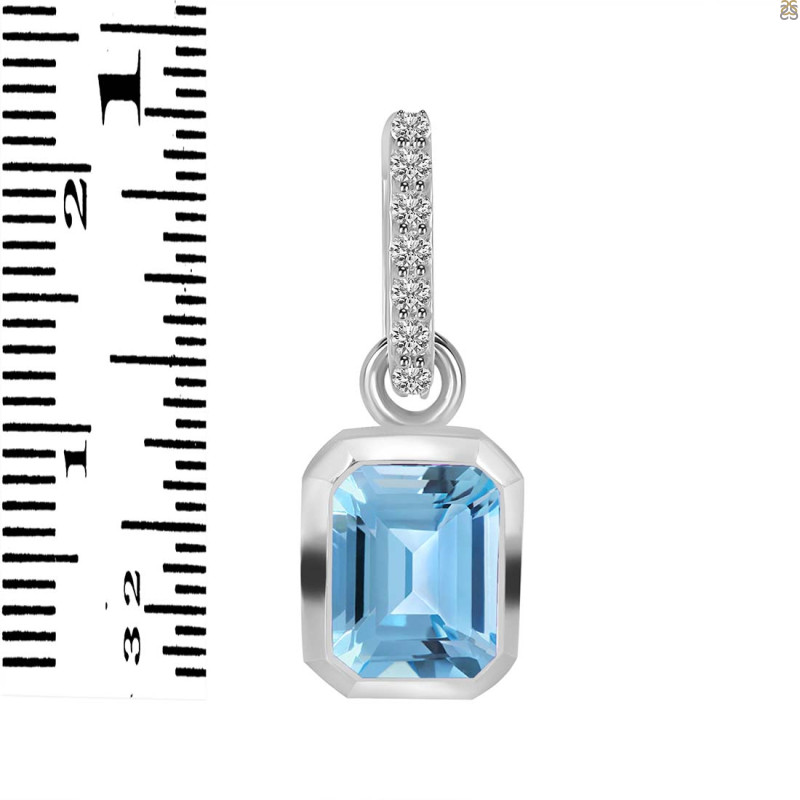 Blue Topaz & White Topaz Pendant BTZ-RDP-955-CZ-LOOP.