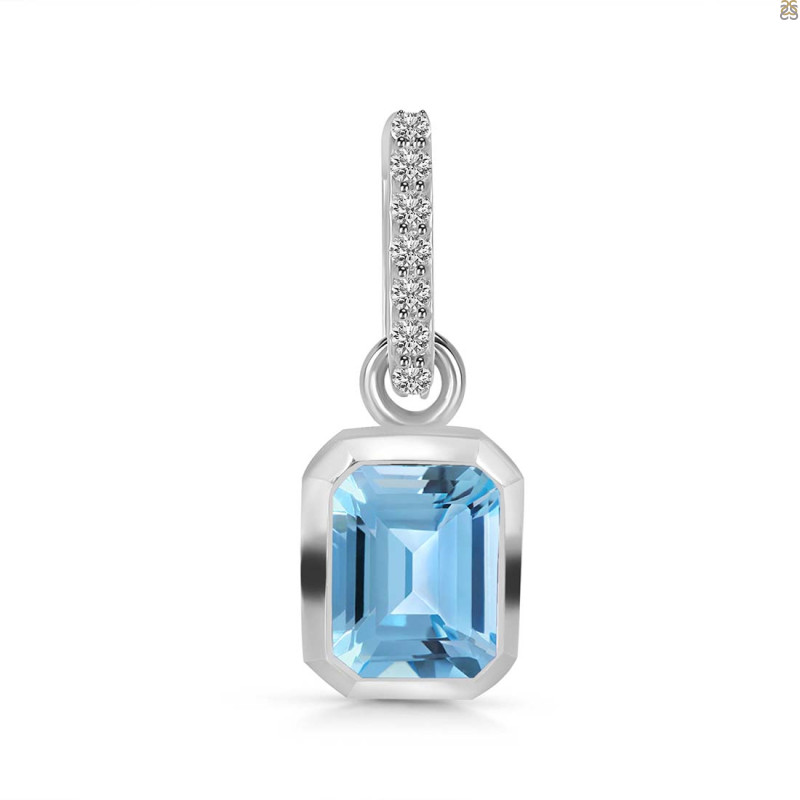 Blue Topaz & White Topaz Pendant BTZ-RDP-955-CZ-LOOP.