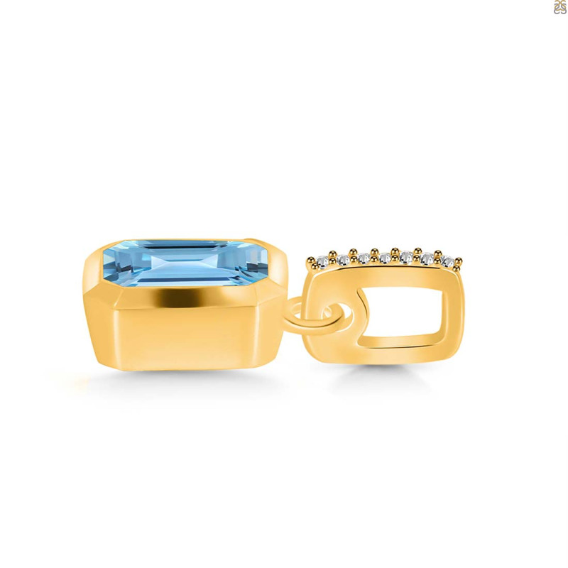 Blue Topaz & White Topaz Pendant BTZ-RDP-955-CZ-LOOP.