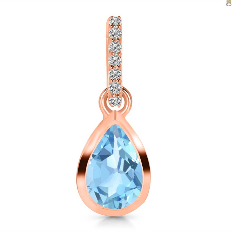 Blue Topaz & White Topaz Pendant BTZ-RDP-956-CZ-LOOP.