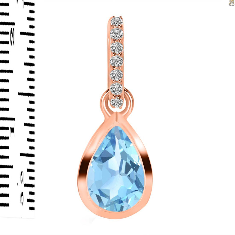 Blue Topaz & White Topaz Pendant BTZ-RDP-956-CZ-LOOP.