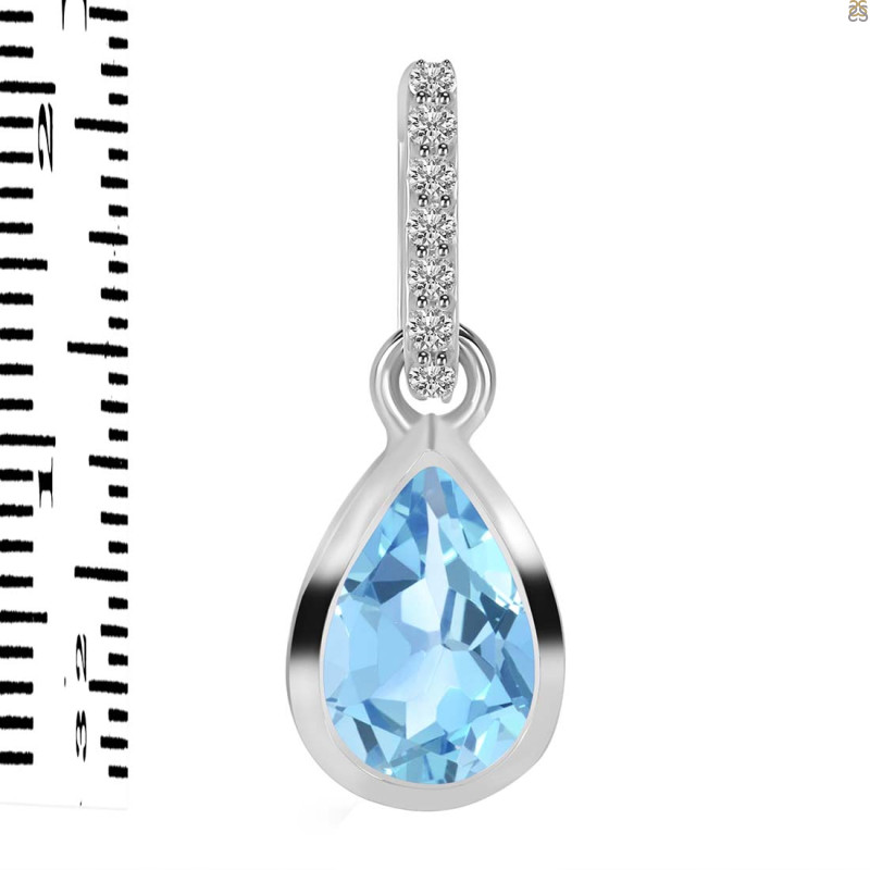 Blue Topaz & White Topaz Pendant BTZ-RDP-956-CZ-LOOP.