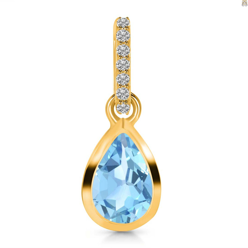 Blue Topaz & White Topaz Pendant BTZ-RDP-956-CZ-LOOP.