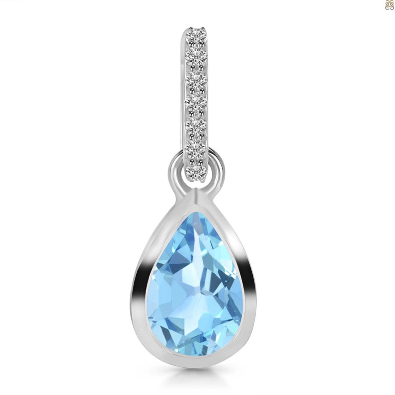 Blue Topaz & White Topaz Pendant BTZ-RDP-956-CZ-LOOP.