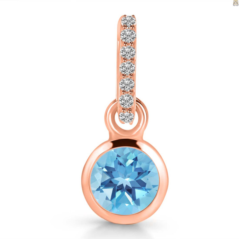Blue Topaz & White Topaz Pendant BTZ-RDP-958-CZ-LOOP.