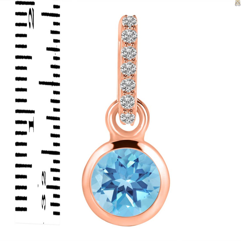 Blue Topaz & White Topaz Pendant BTZ-RDP-958-CZ-LOOP.