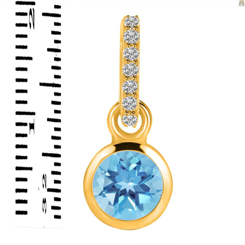 Blue Topaz & White Topaz Pendant BTZ-RDP-958-CZ-LOOP.