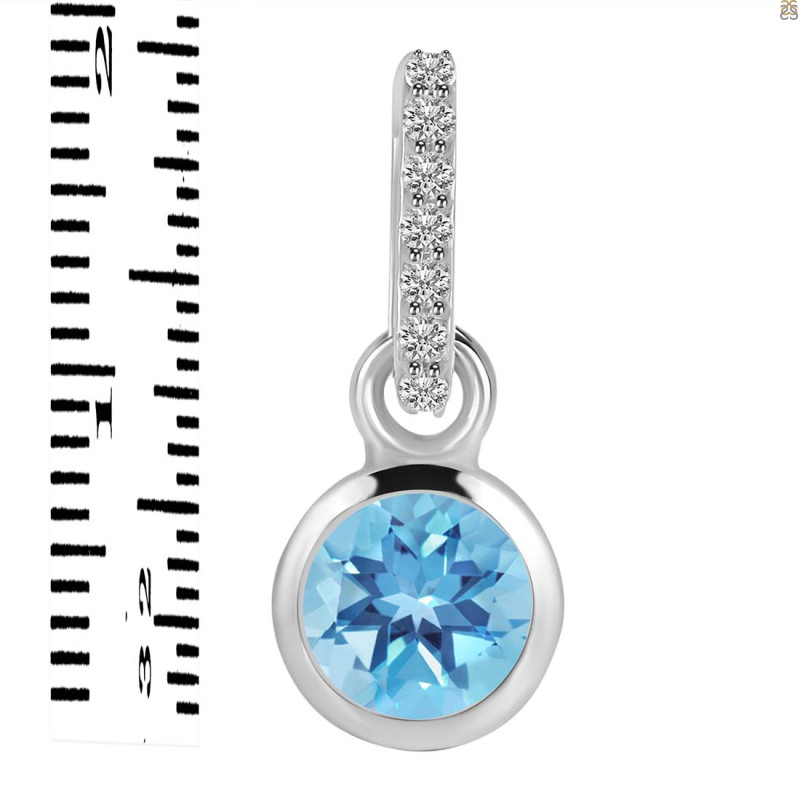 Blue Topaz & White Topaz Pendant BTZ-RDP-958-CZ-LOOP.