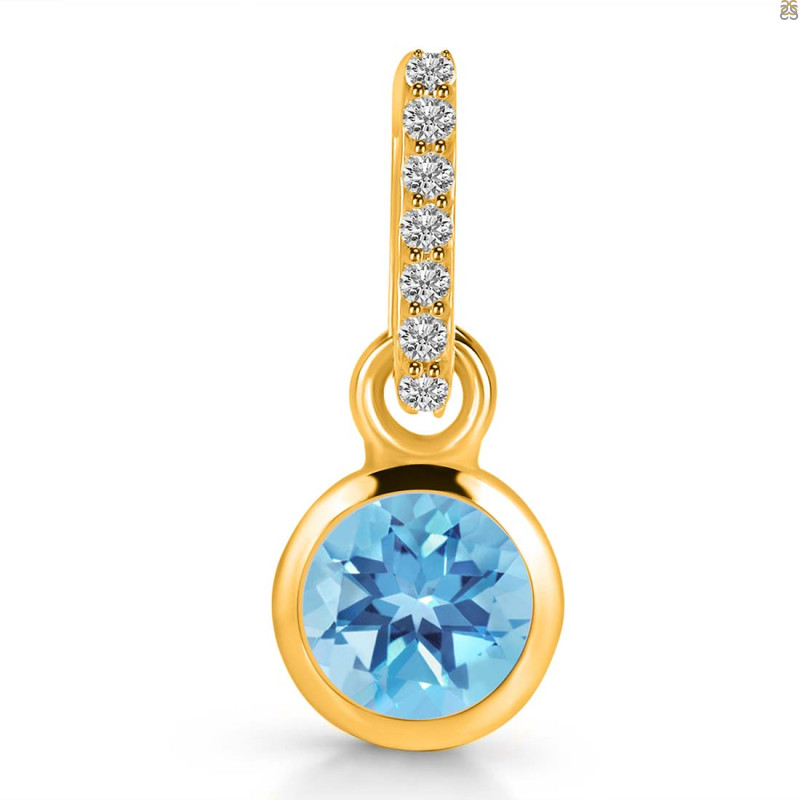 Blue Topaz & White Topaz Pendant BTZ-RDP-958-CZ-LOOP.