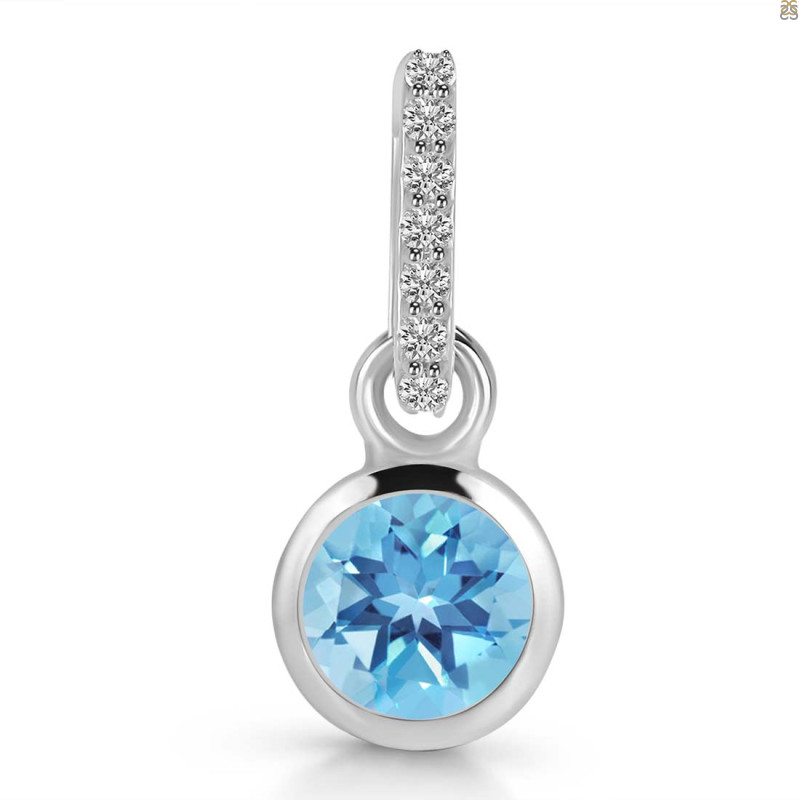 Blue Topaz & White Topaz Pendant BTZ-RDP-958-CZ-LOOP.