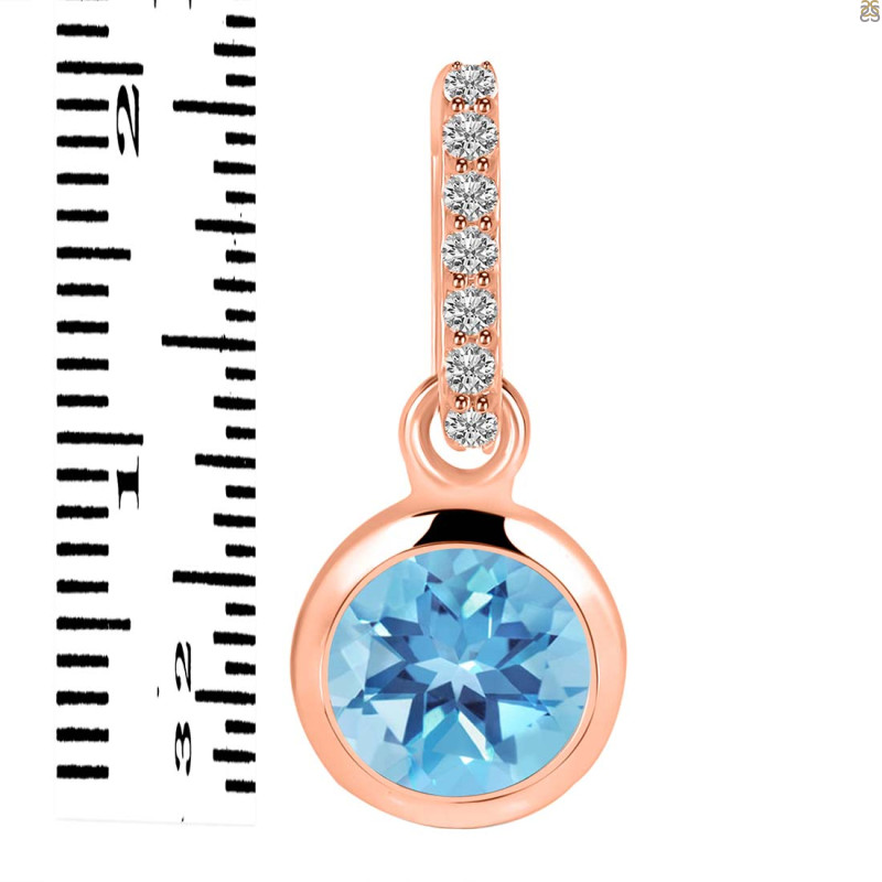 Blue Topaz & White Topaz Pendant BTZ-RDP-959-CZ-LOOP.