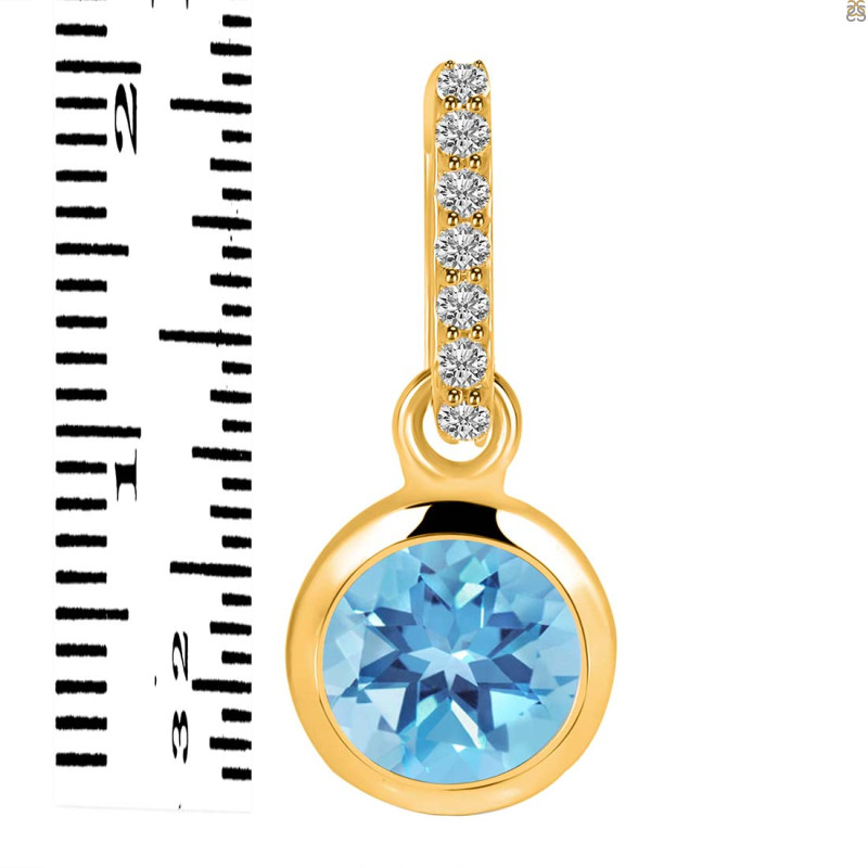 Blue Topaz & White Topaz Pendant BTZ-RDP-959-CZ-LOOP.
