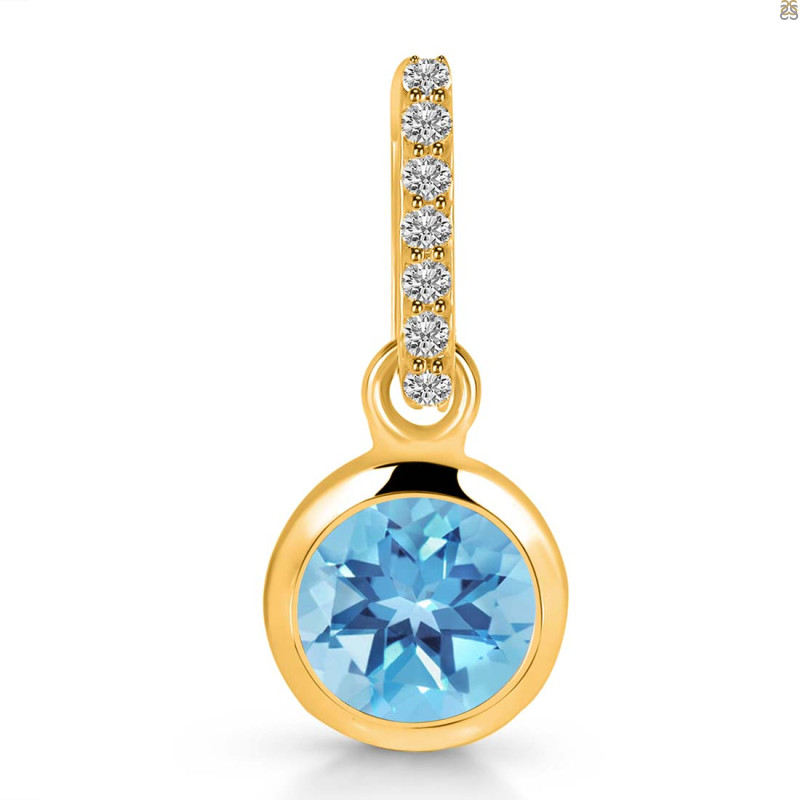 Blue Topaz & White Topaz Pendant BTZ-RDP-959-CZ-LOOP.