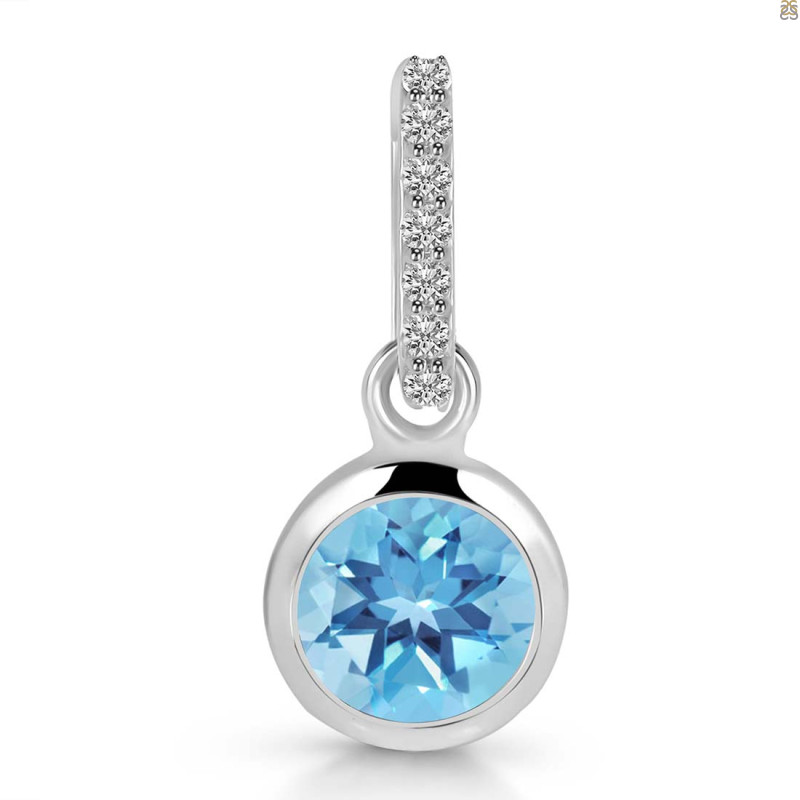 Blue Topaz & White Topaz Pendant BTZ-RDP-959-CZ-LOOP.