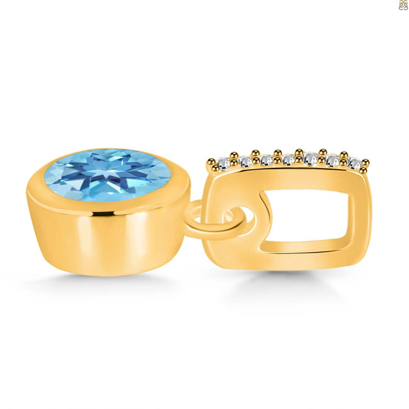 Blue Topaz & White Topaz Pendant BTZ-RDP-959-CZ-LOOP.