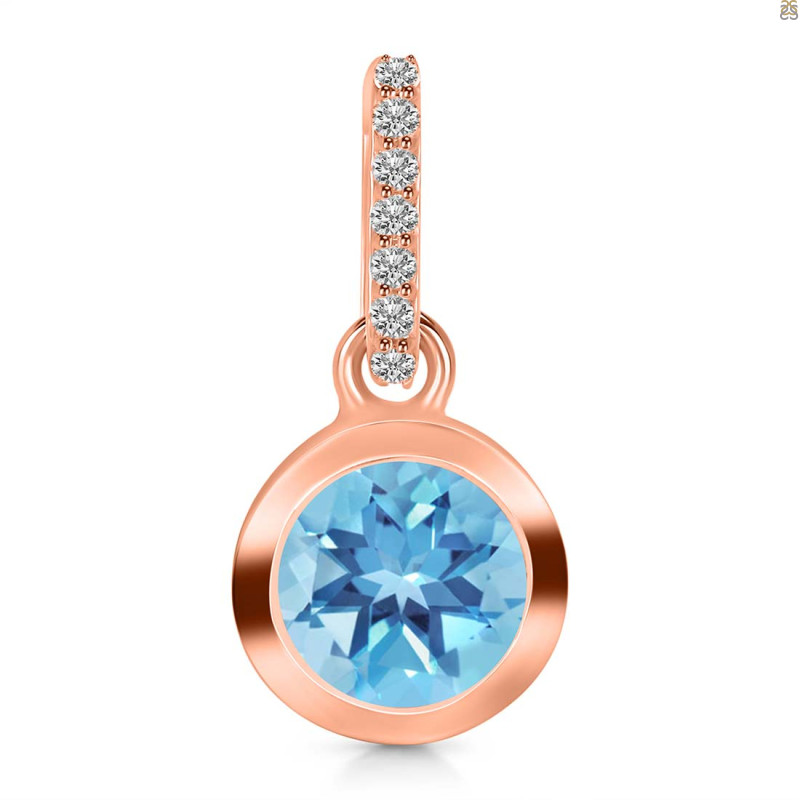 Blue Topaz & White Topaz Pendant BTZ-RDP-960-CZ-LOOP.