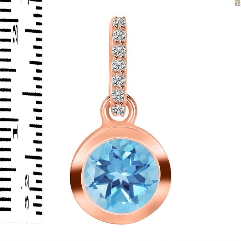 Blue Topaz & White Topaz Pendant BTZ-RDP-960-CZ-LOOP.