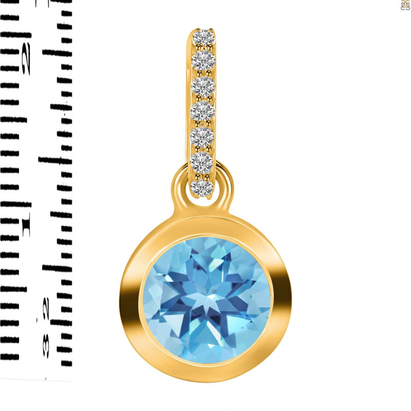 Blue Topaz & White Topaz Pendant BTZ-RDP-960-CZ-LOOP.
