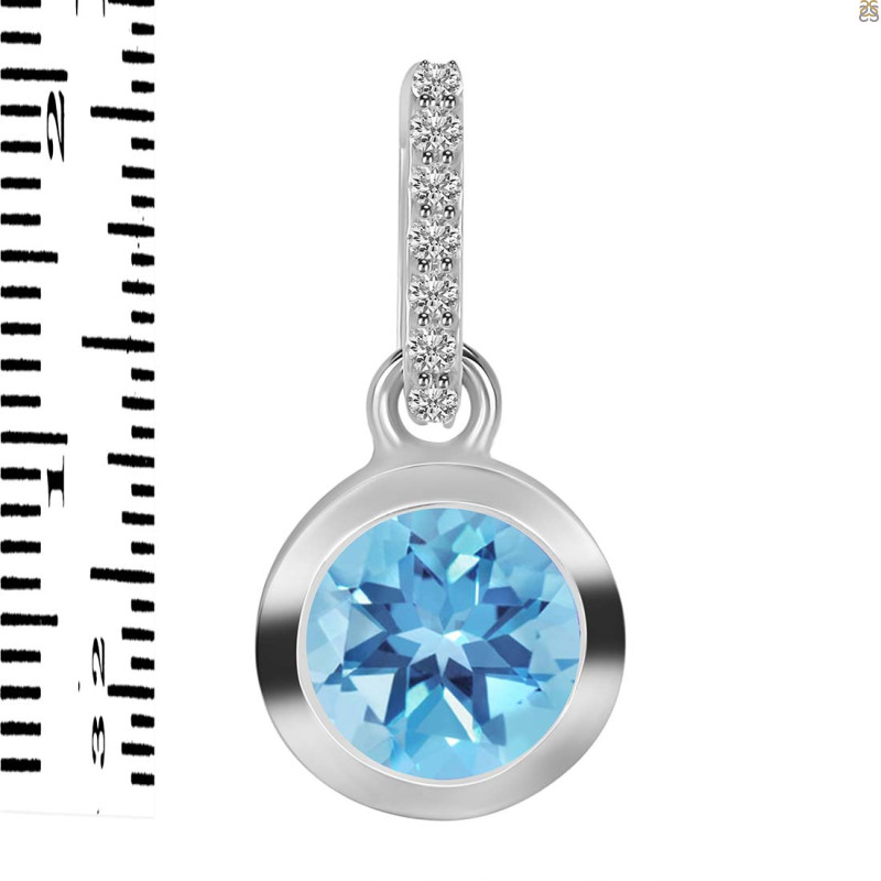 Blue Topaz & White Topaz Pendant BTZ-RDP-960-CZ-LOOP.
