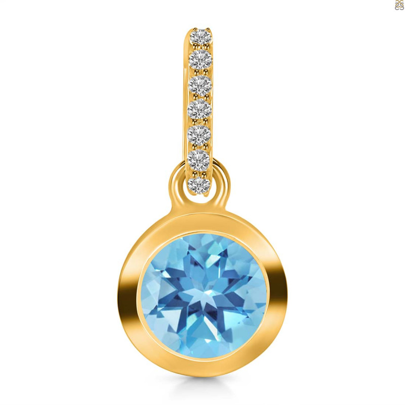 Blue Topaz & White Topaz Pendant BTZ-RDP-960-CZ-LOOP.