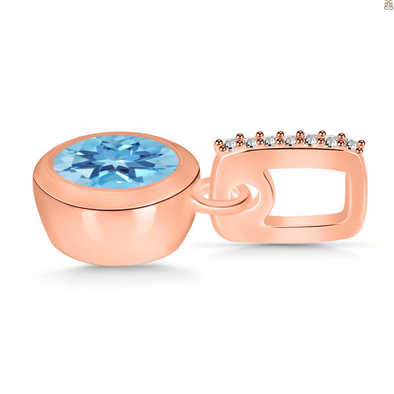Blue Topaz & White Topaz Pendant BTZ-RDP-960-CZ-LOOP.