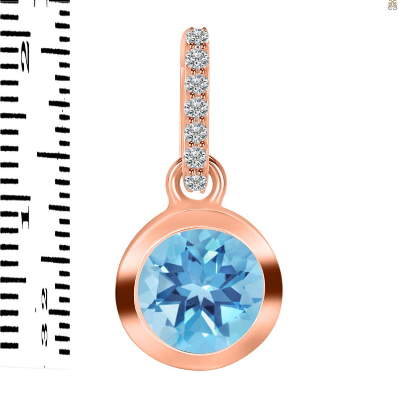 Blue Topaz & White Topaz Pendant BTZ-RDP-992-CZ-LOOP.