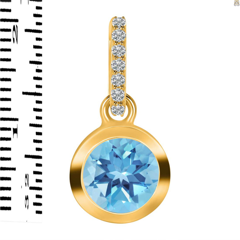 Blue Topaz & White Topaz Pendant BTZ-RDP-992-CZ-LOOP.