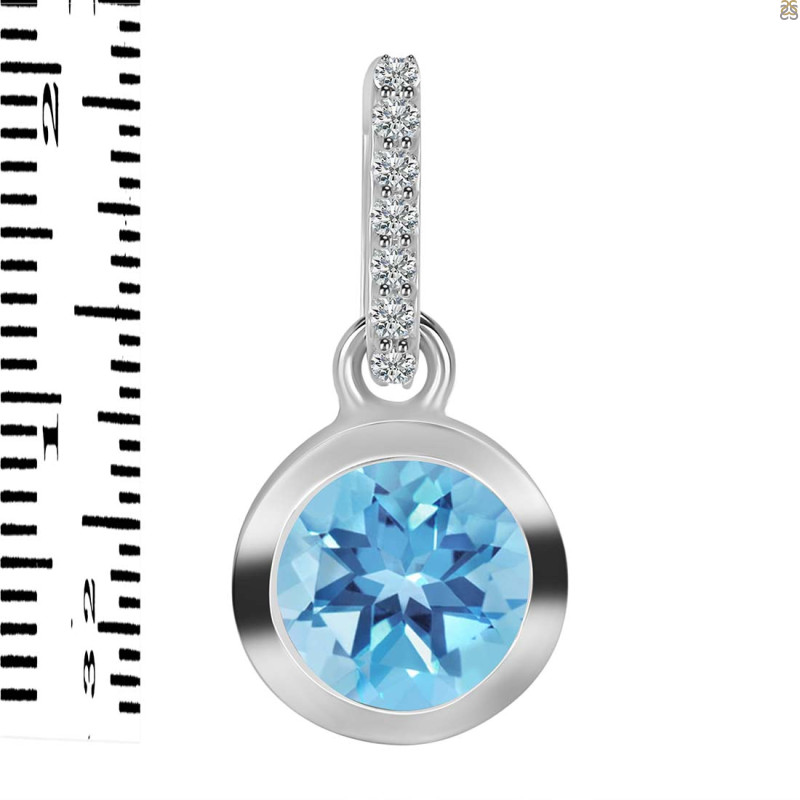 Blue Topaz & White Topaz Pendant BTZ-RDP-992-CZ-LOOP.