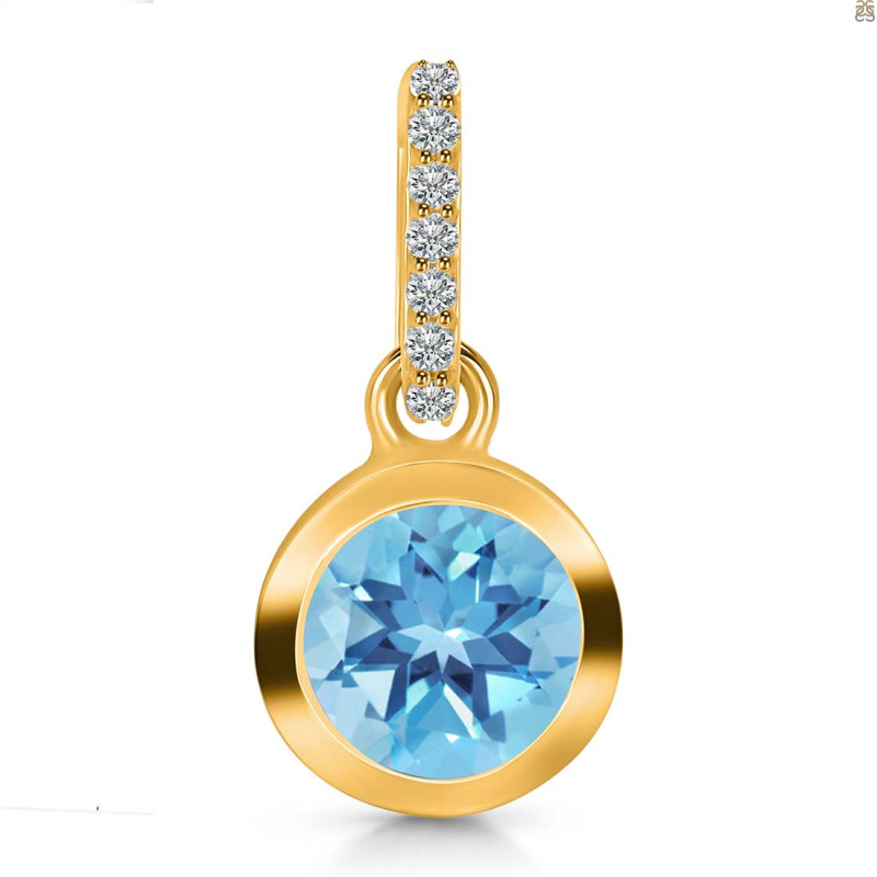 Blue Topaz & White Topaz Pendant BTZ-RDP-992-CZ-LOOP.