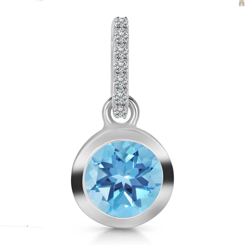Blue Topaz & White Topaz Pendant BTZ-RDP-992-CZ-LOOP.