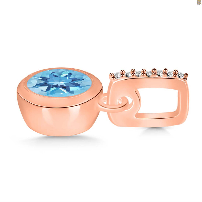 Blue Topaz & White Topaz Pendant BTZ-RDP-992-CZ-LOOP.