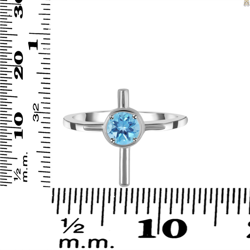 Blue Topaz Holy Cross Ring BTZ-RDR-2143.