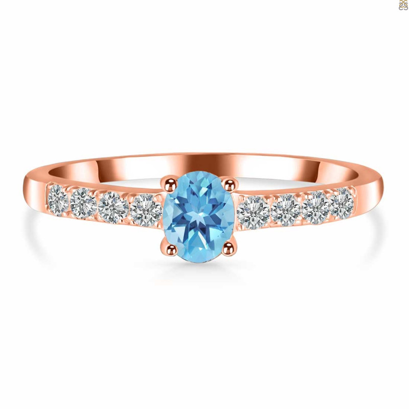 Blue Topaz & White Topaz Ring BTZ-RDR-2538.