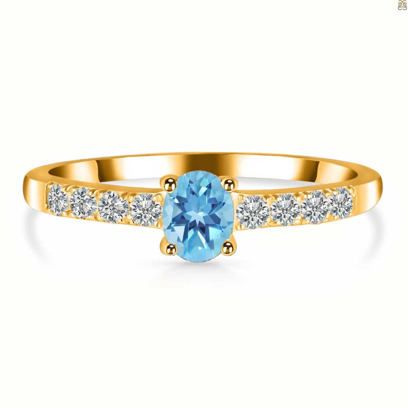 Blue Topaz & White Topaz Ring BTZ-RDR-2538.