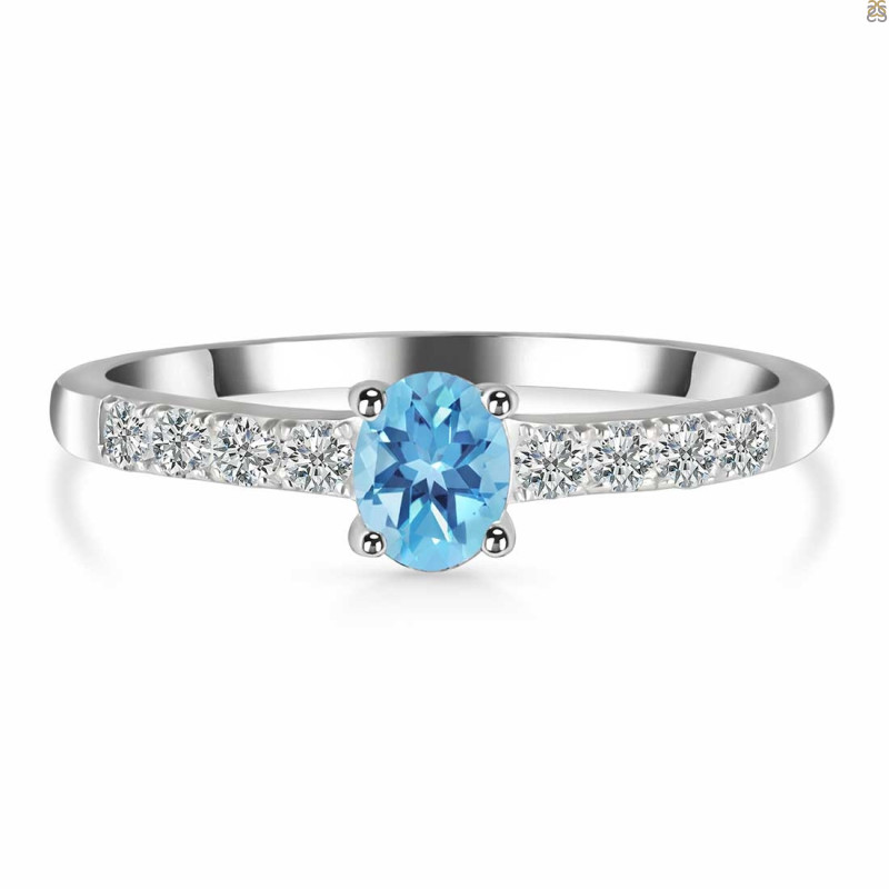 Blue Topaz & White Topaz Ring BTZ-RDR-2538.