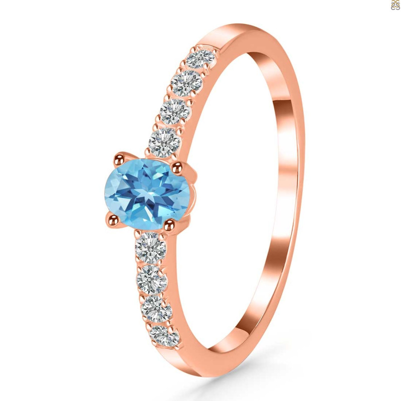 Blue Topaz & White Topaz Ring BTZ-RDR-2538.