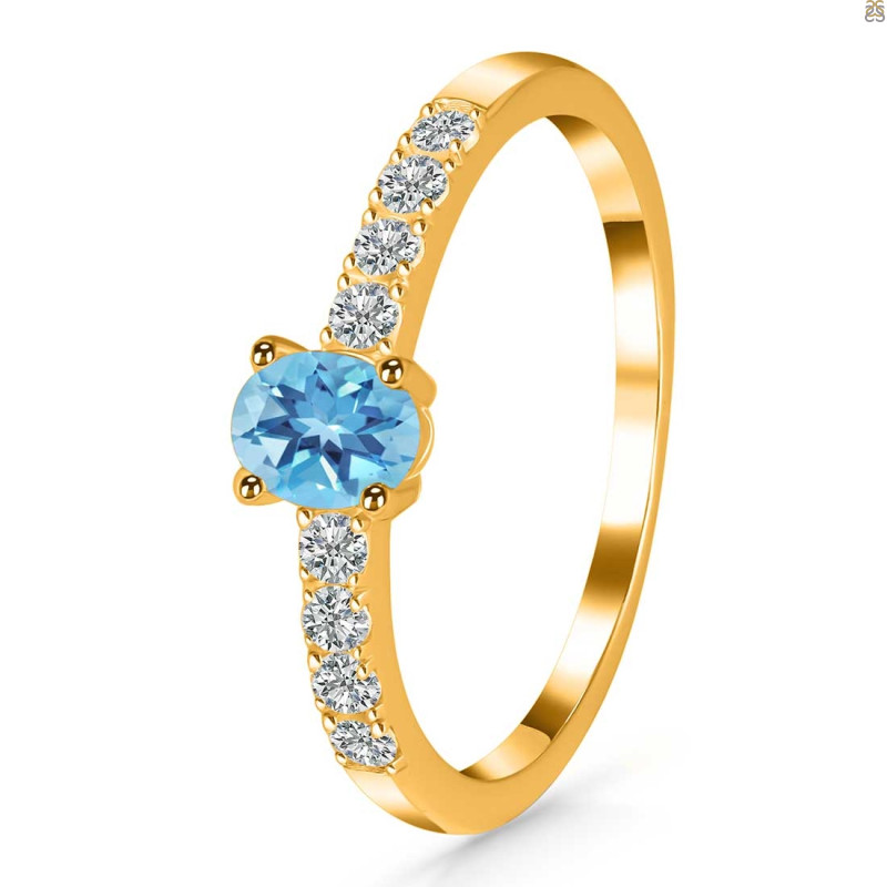 Blue Topaz & White Topaz Ring BTZ-RDR-2538.