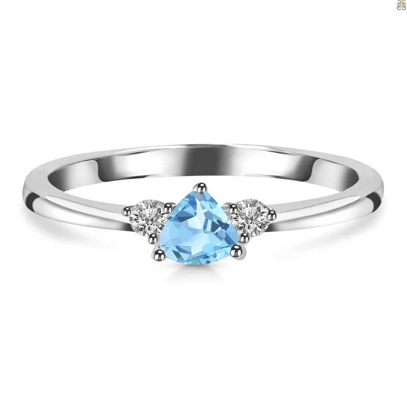 Blue Topaz  & White Topaz Ring BTZ-RDR-2543.