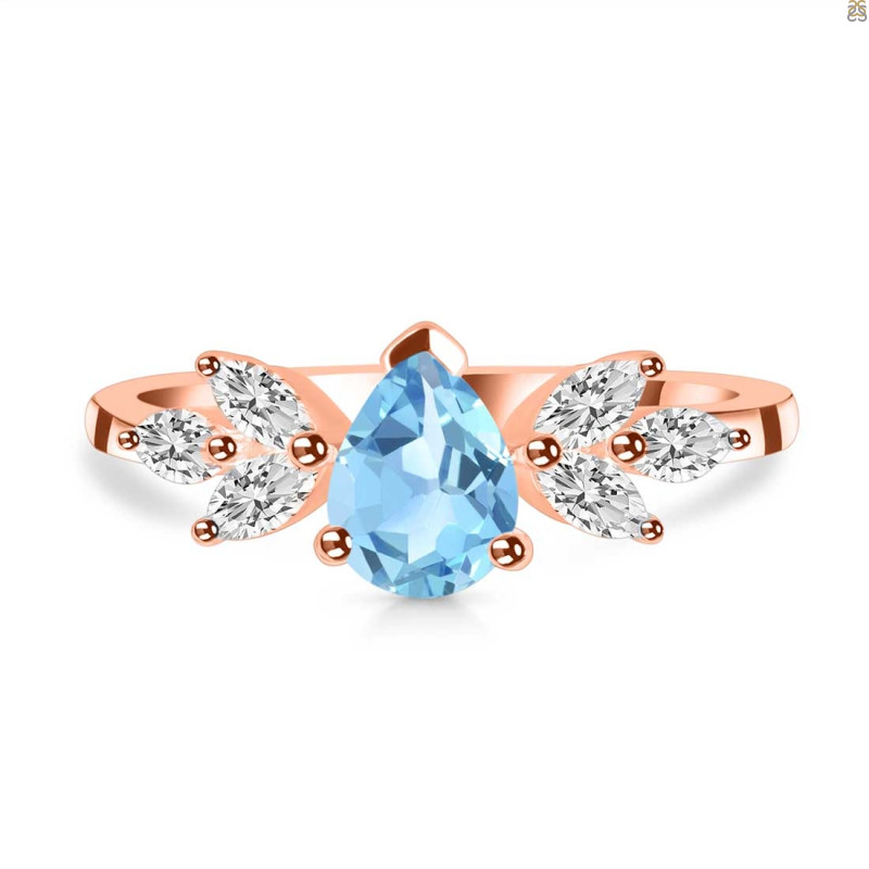 Blue Topaz & White Topaz Ring BTZ-RDR-2556.